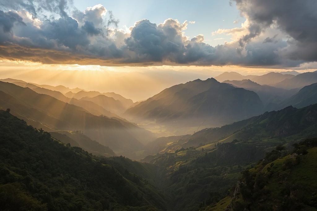 Expansive panoramic sunrise over the Andean mountain ridges of Cusco, representing Munay Illary travel stories and insights.
